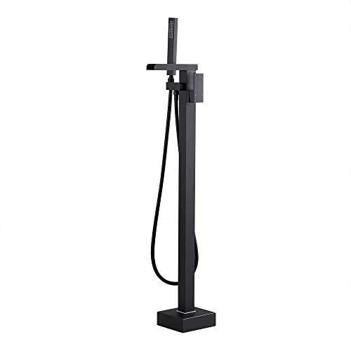 Jiayoujia Freestanding Bathtub Faucet Black Tub Filler With Handshower Single Handle Tub Faucet For Bathroom Floor Mounted Shower Faucet In Matte Black #TOP9
