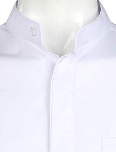 ZEROYAA Men's Hipster Longer Slim Fit Long Sleeve Banded Collar Shirt with Pocket3