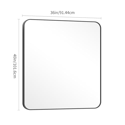 Image of DESBING 40 inch x 36 inchBathroom Mirror, Matte Black Wall Mirror with Metal Frame, Decorative Rectangular Vanity Mirror for Bedroom Bathroom Living Room Entryway (Horizontal /Vertical)