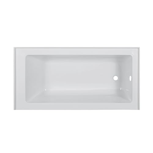 Fine Fixtures Acrylic, Fiberglass Alcove Soaking Bathtub with Integral Apron Front in Glossy White - Right Hand Drain, 54\" x 30\"