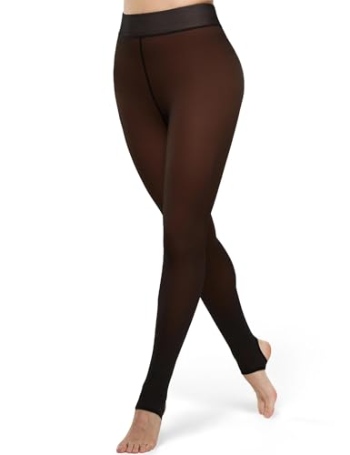 Image of KBVOT Fleece Lined Tights Women Sheer Warm Pantyhose Leggings Fake Translucent Thermal Winter Thick Tights for Dresses
