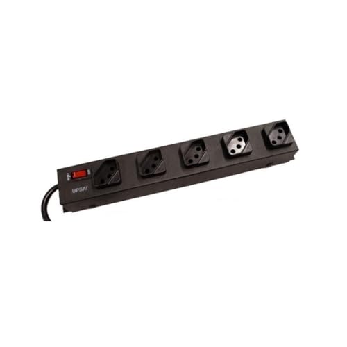 Filtro De Linha Régua Extensão 5 Tomadas Espaçadas Cabo de 3 metros Preto Metálico Circuit Breaker Upsai