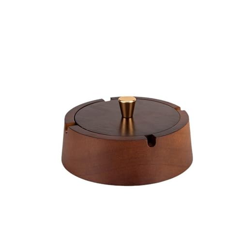 ‌Premium Solid Wood Ashtray with Lid - Modern Anti-Flying Ash Design, Wind & Odor Resistant, Deep Groove Large Capacity Wood & Stainless Steel Ash Tray for Home, Office & Restaurant.