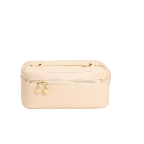 Sac de rangement cosmétiques grande capacité en cuir blanc portable - 2