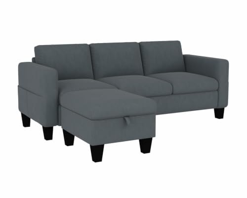 Image of SRMS Sectional Couches for Living Room 78 inch L Shaped Sofa with Storage Ottoman | Free 3 - Pillows | Sofa Set for living Room, Office| Modern Classic 3 Seater Sofa Set | Grey
