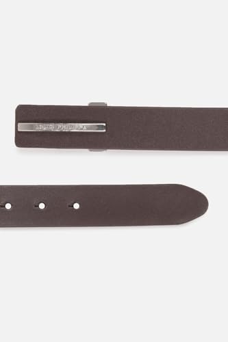 Image of Louis Philippe Men's 100% Italian Leather Shiny Nickel Buckle Formal Profile Belt