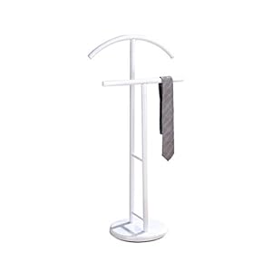 KB Designs – Suit & Tie White Freestanding Valet Stand Clothing Organizer Rack