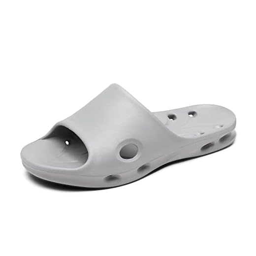 Bruno Marc Men's Slide Shower Sandals with Drainage Holes Quick Drying Bathroom Slippers House Shoes,Gray,Size 14,SBSA2214M