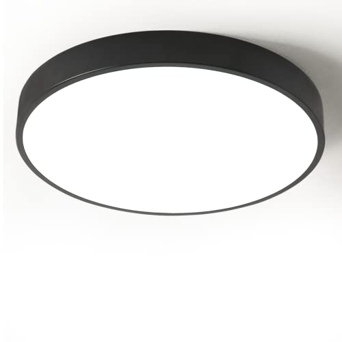 36W LED Deckenleuchte Deckenlampe, warmweiß 3000K 2800LM, Ø50*5cm, nicht dimmbar, ultraslim runde Leuchte für Wohnzimmer Schlafzimmer Kinderzimmer Esszimmer Büro Küche Flur Balkon (Schwarz) Cover