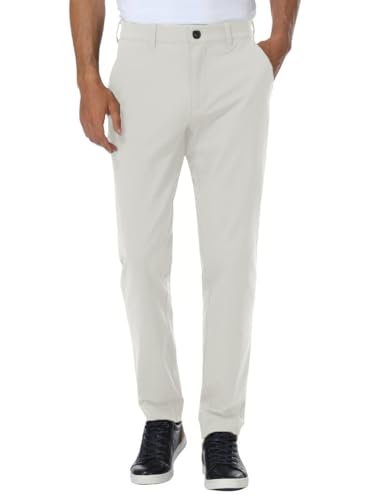 TOPLOT Pantalones II para hombre, pantalones formales regulares II, pantalones formales de ajuste regular para hombre, Crema, 46