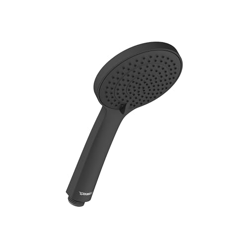 Pomme de douche universelle Duravit, pomme de douche avec 3 types de jets (Rain, Intense Rain, Soft Rain), douchette ronde, pommeau de douche avec fonction MinusFlow économisant l'eau, noir mat