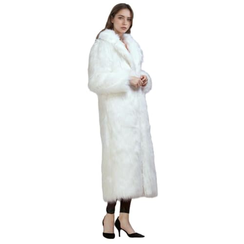 Women Warm Long Sleeve Parka Faux Fur Coat Lapel Full-Length Outwear Maxi Fluffy Faux Fur Overcoat4