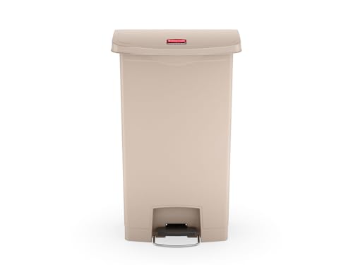 Image of Rubbermaid Commercial Products STREAMLINE Plastic Front Step Step-On-Trash /Garbage Can /Bin 18 GAL Beige for Doctor's Office /Hospitals /Healthcare