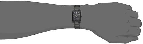 Image of Casio MTP-M105B-1AV Analog Watch with Moon Phase Indicator, Black, Rectangular, Water Resistant 50M, Japan Movement