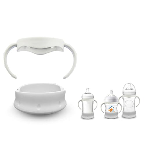 ROMIRUS Baby Bottle Handle and Silicone Sleeve Compatible with Avent Natural Glass Baby Bottles 4 oz and 8 oz