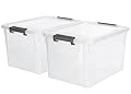 Citylife 32 QT Plastic Storage Bins with Latching Lids Stackable Storage Containers for Organizing Large Clear Storage Box for Garage, Closet, Classroom, Kitchen, 2 Packs