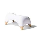 TUSHY Ottoman: A Premium Toilet Stool for The Bathroom, Modern Sleek Design | Squatting Position Helps Improves Bowel Health & Relieves Constipation (Relaxed 7.5' White/Bamboo)