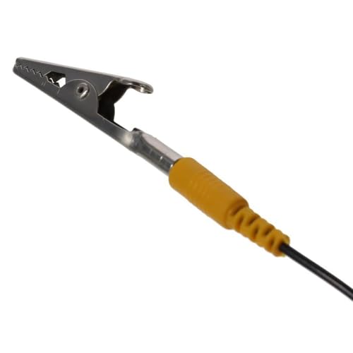 Image of Anti-Static ESD Grounding Cable Coiled Cord, with Double Alligator Clip Claw PU Grounding Wire