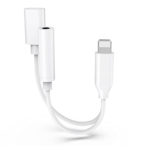 Headphone Adapter for Phone Headphone Jack Audio Adapter Compatible with Phone 13/12/11/X/XS/XR/Pro Max/8 7P Adaptador para Phone Charger and Headphone Splitter Earbuds Adapter Support All iOS -White