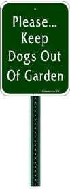 Small Discreet Please Keep Dogs Out of Garden Sign and 1ft Steel Post Mounted to Place in Your Lawn Or Garden