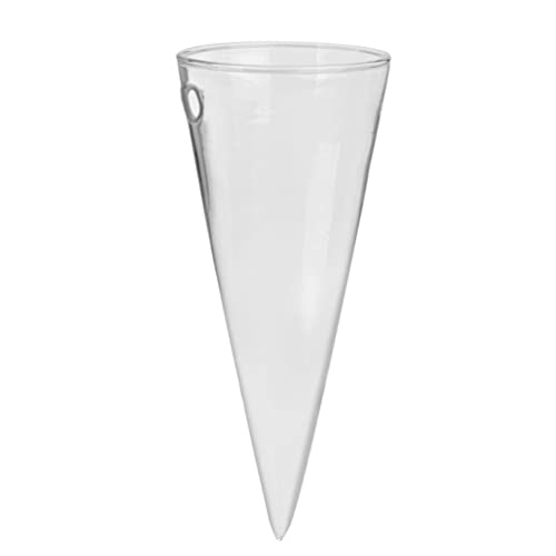 Image of Healeved Transparent Circular Cone Glass Vase, Wall Mounted Plant Propagation Station, Ideal Mother's Day Gift, 20.50 cm (H) x 9.00 cm (Diameter)