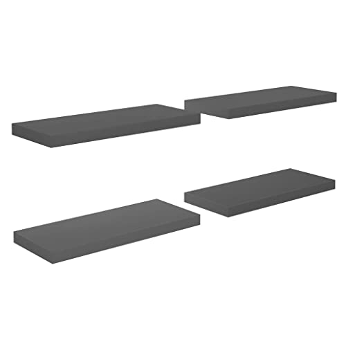 Bibliothèque murale design moderne gris brillant premium 60cm - 4