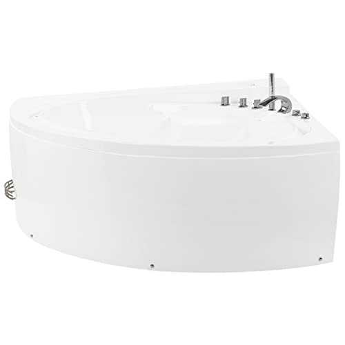Luxus Whirlwanne Eckbadewanne Spa weiß große Wanne mit Massage LED Pelican