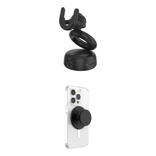 Support téléphone bureau et ventouse voiture avec anneau magnétique noir MagSafe