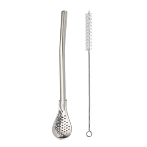Paille, cuillère filtrée, agitateur, pailles en acier inoxydable pour café, thé, soupe
