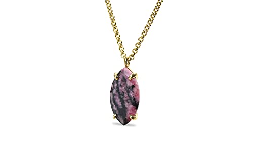 Collier de Rhodonite en argent avec cristal rose fait main pour femme chic