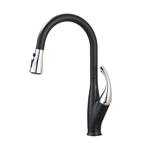Mitigeur d'évier de cuisine noir mat avec pomme de douche au design épuré