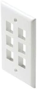 Keystone Jack Wall Plate 6 Hole Port - White