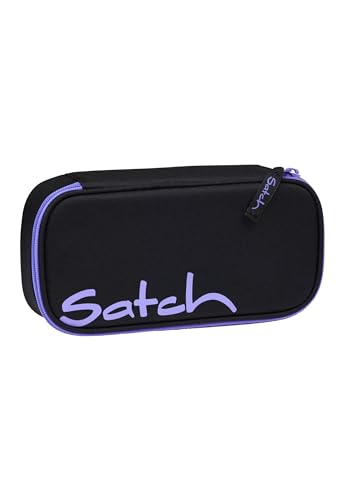 Satch Estuche Extra Grande con Separador, Bolsillo con Cremallera, portalápices y Ventana para horario con Regla Triangular Purple Phantom - Negro