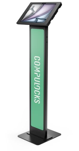 Compulocks iPad Air M2 & M3 13\" Apex Enclosure Brandable Floor Stand â€“ Secure Tablet Display Kiosk Mount, Digital Signage, POS Display - Black