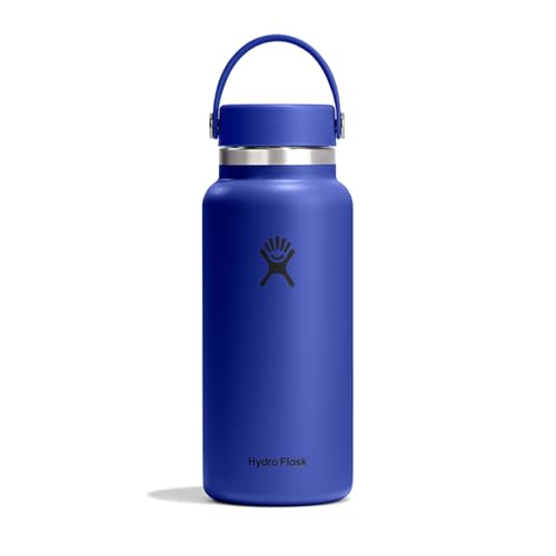 Image of Hydro Flask Water Bottle - Insulated Stainless Steel - Wide Mouth Flex Lid, Non Spill, Leakproof and Refillable in 32 Oz Capri Blue