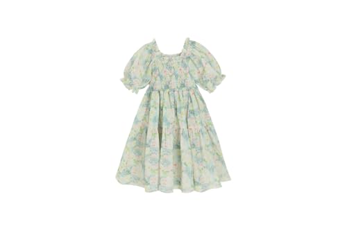 Girls' Floral Short Sleeve Dresses Kid Crew Neck High Waist Casual Formal Elegant Fall Dress