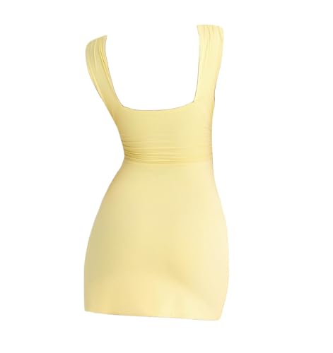 Image of LOFAAC Women Sexy Plunge V Neck Backless Bodycon Mini Dress Tight Fitted Sleeveless Ruched Formal Party Short Dress 2025