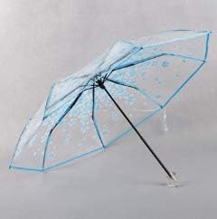 Raineed 学生桜の花透明3段式折りたたみ傘 8本骨 55cm 高強度ガラス繊維傘骨 耐風 収納ポーチ付き 手動開閉 おしゃれ ビニール傘 1年保証 多色オプション