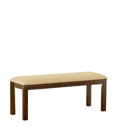 Art Solid Sheesham Wood 2 Seater Bench for Living Room | Wooden Dining Bench with Beige Cushion for Home | Patio Outdoor & Balcony Seating Furniture | Natural Brown