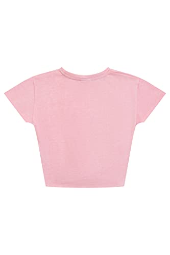 Fila Heritage Girls Short Sleeve Shirt Logo T-Shirt Kids Clothes (Coral Blush-Front Tie, Large) #TOP1