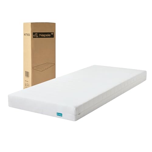 NAPSIE Matratze 90x200 Mittelfest 12cm - Ergonomische 7-Zonen Hochwertige Kaltschaummatratze mit waschbarem Bezug, Atmungsaktiv Schaumstoffmatratze Rollmatratze, Öko-Tex Zertifiziert