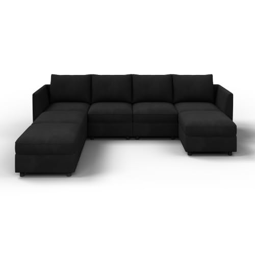 Image of HONBAY Modular Sectional Sofa with Storage Seat,Black