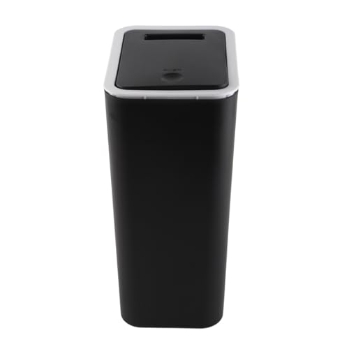 Caneca de basura negra plástica 9 litros con tapa presionable miniatura 6