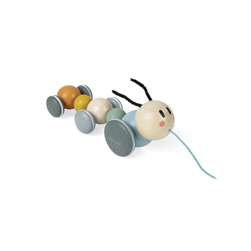Janod - Oruga de Arrastre de Madera - Colección Sweet Cocoon - Juguete de Estímulo para Bebés Pintado al Agua - Juguete de Arrastre - Aprender a Andar - A partir de 1 Año, J04420 Janod - Oruga de Arrastre de Madera - Colección Sweet Cocoon - Juguete de Estímulo para Bebés Pintado al Agua - Juguete de Arrastre - Aprender a Andar - A partir de 1 Año, J04420