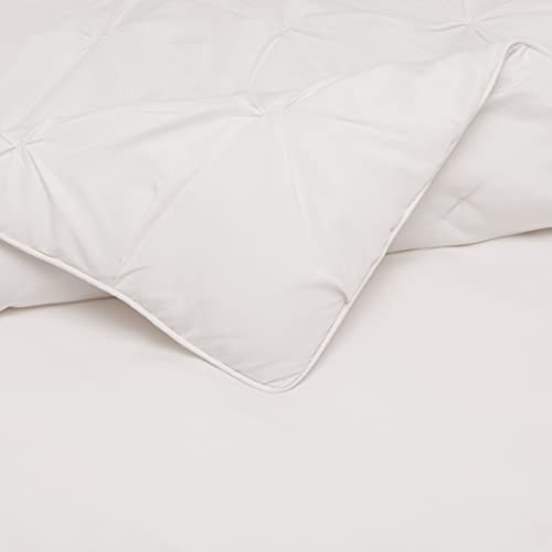 Image of Amazon Basics 2-Piece Lightweight Pinch Pleat All-Season Down-Alternative Comforter Bedding Set with Piped Edges, Twin /Twin XL, Cream