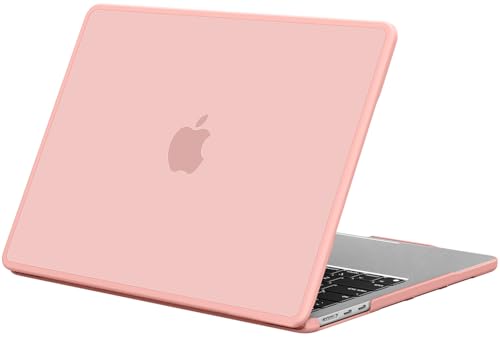 BlueSwan Anti-Cracking Hard Shell Case Compatible with MacBook Air 13 inch, M4 M3 M2 2025 2024-2022 A3240 A3113 A2681, Anti-Fingerprint Soft TPU Bumper PC Base for MacBook Air 13.6'', Frosted Pink