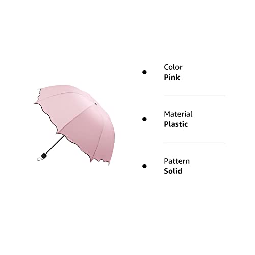 Acefast Inc Dome Parasol Sun-Rain Umbrella,Triple Folding Ruffled Anti-Uv Parasol (Pink) #TOP6