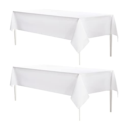 MYSKY HOME 2 Pack White Table Cloths Rectangular 60x120 Inch Nappe de Table Rectangulaire Table Cloth Machine Washable Polyester Table Cover for Dining Buffet Parties Picnic Weddings by MYSKY HOME - Image 9
