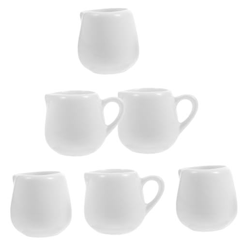 OKUMEYR 6pcs Ceramic Sauce Jugs Handles Milk Jugs for Coffee Tea Frothing Stylish Decorative Milk Containers