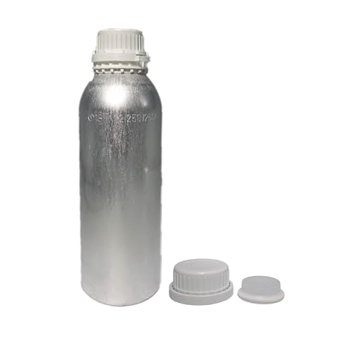 UN Rated Aluminum Bottles – Durable, High Purity Brushed Aluminum for Hazardous Chemical Transport | With Tamper Evident Cap & LDPE Plug | 1250ml / 1.25kg | UN Certified for Essential Oils & Solvents